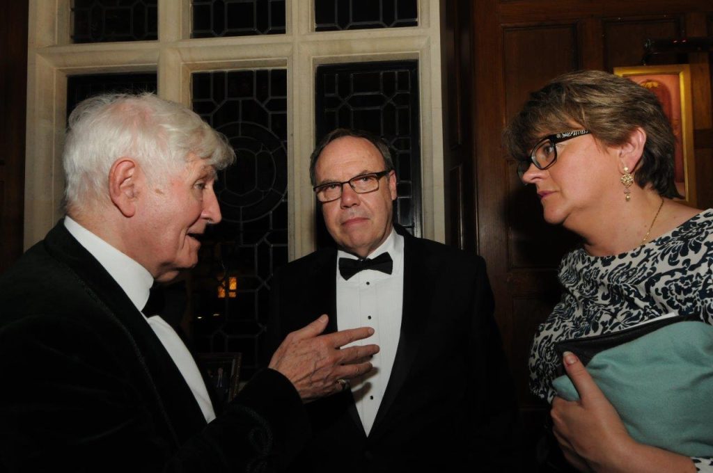 DR CHRISTOPHER MORAN CROSBY MORAN HALL INSIDE WITH DAME ARLENE FOSTER AND LORD DODDS